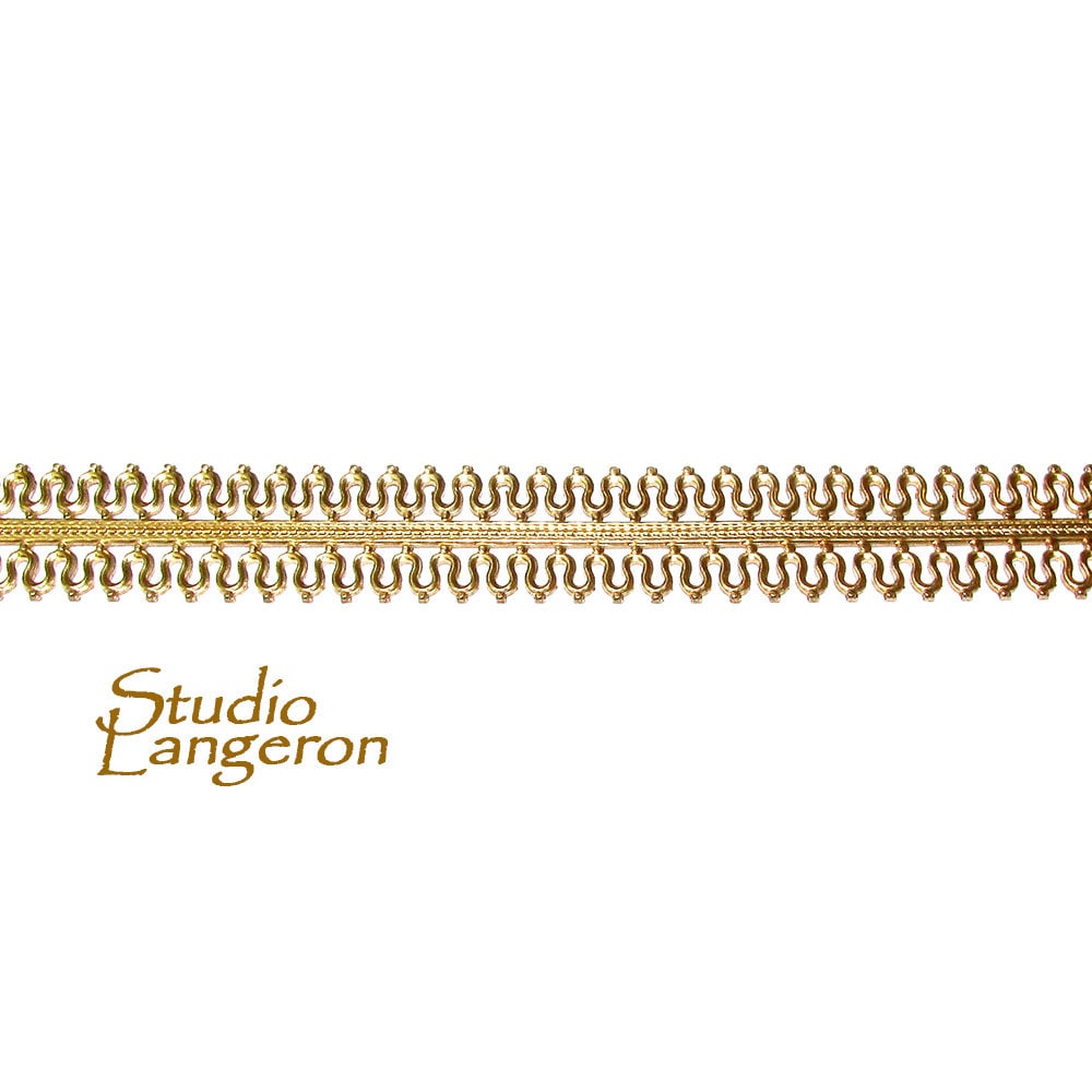 14K Yellow Gold filled Gallery wire, Bezel wire, Gallery ribbon, Gallery pattern, Gold Filled Wire, Jewelry making, Setting - 4 inch (10 cm)
