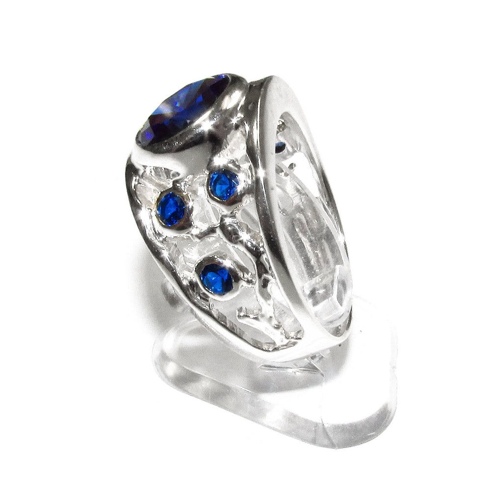 Blue topaz ring 925 sterling silver size 8, handmade ring, single copy, sterling silver, Blue topaz, silver ring, gemstone, Statement Ring