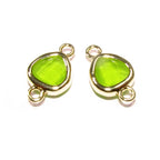 14K Gold Filled Checkerboard peridot triangular Link Connector size 8x14 mm, gold filled link, Jewelry making, Connector - 1 piece