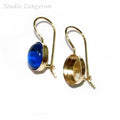 14K Solid gold blank earrings with bezel cup 10 mm, Jewelry making, Setting, bezel cup, base earrings, Earrings mounting - 1 pair (2 piece)