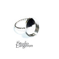925 Sterling silver blank ring with bezel cup 12x16mm size 4, 5, 6, 7, 8, 9, 10, 11, Jewelry making, bezel cup, base ring, Setting - 1 piece