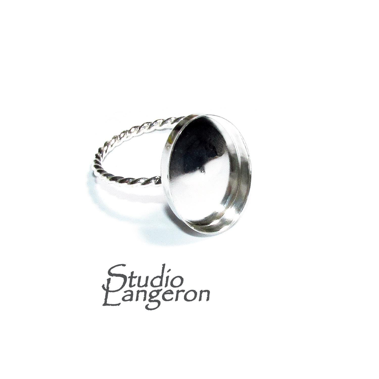 925 Sterling silver blank ring with bezel cup 12x16mm size 4, 5, 6, 7, 8, 9, 10, 11, Jewelry making, bezel cup, base ring, Setting - 1 piece