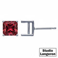 925 Sterling Silver blank earrings with 4-Prong square Setting, Earring Post, Jewelry making, Setting - 1 pair (2 piece)