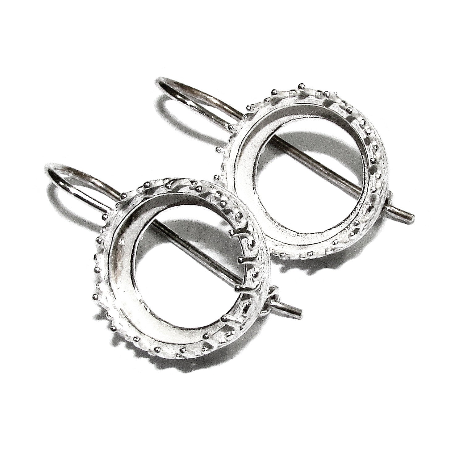 16 mm 925 sterling silver blank earrings with bezel cup, Jewelry making, Setting, bezel cup, base earrings, 925 silver - 1 pair (2 pieces)