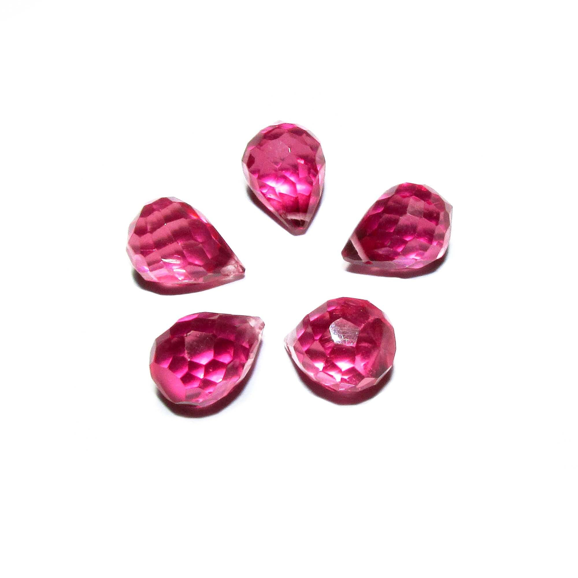 Natural Rubellite Teardrop faceted Beads size 10x7 mm, Rubellite Gemstone, Jewelry making, Natural Gemstone Teardrop beads - 1 piece