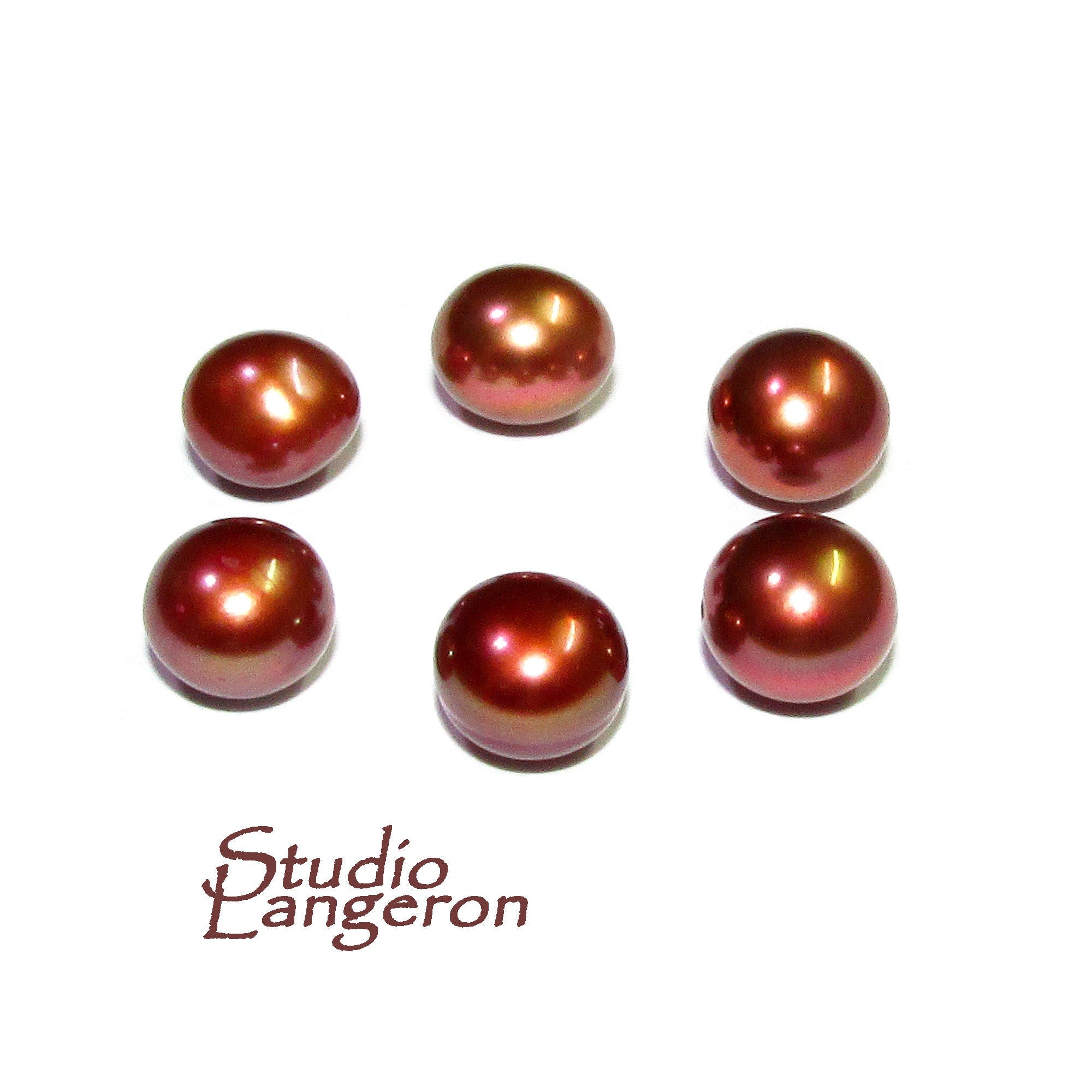 8 mm brown pearls half-drilled Cabochon, Natural Pearl, brown pearls Gemstone, Round pearl, Jewelry making, ring, earrings - 1 piece