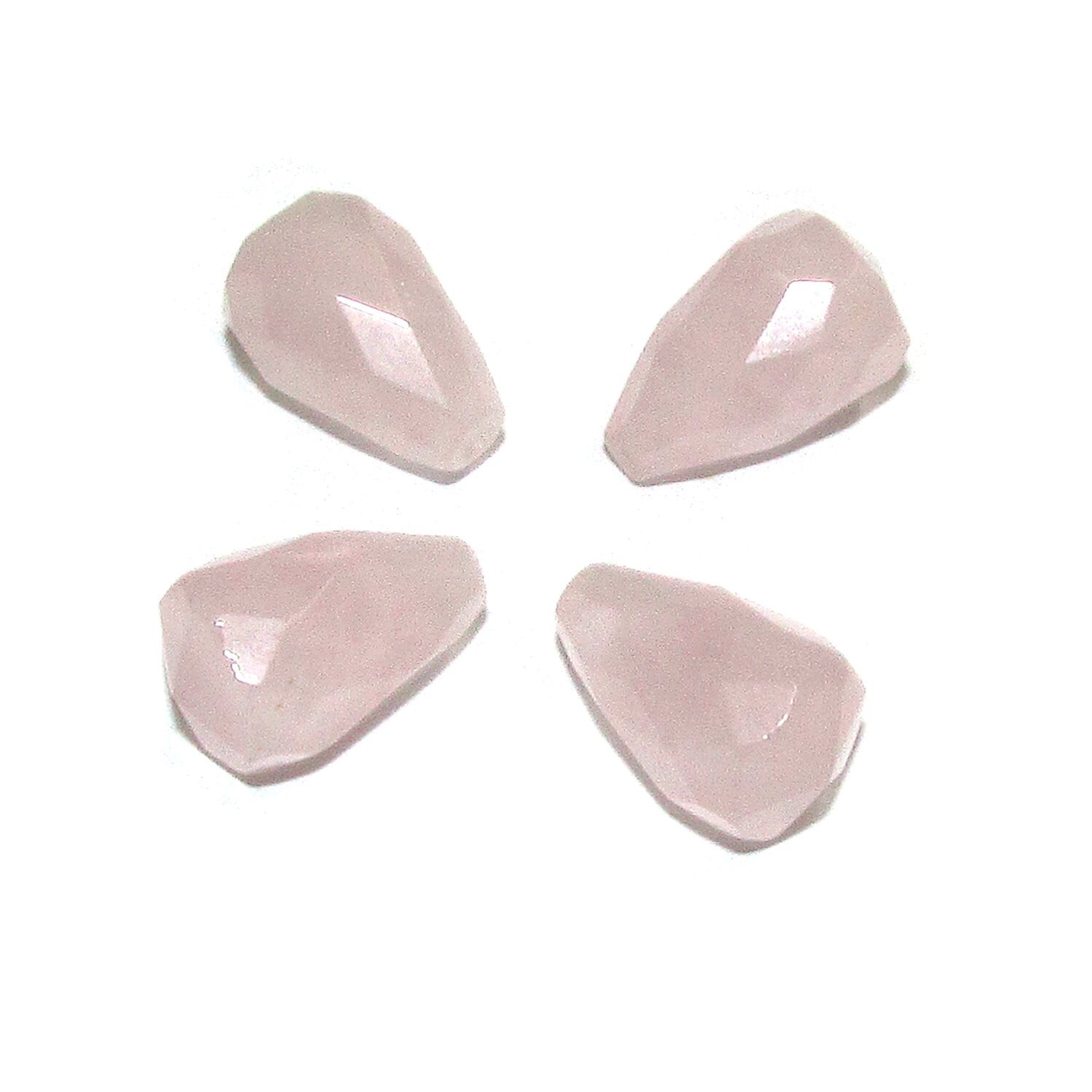 Natural Rose quartz Teardrop faceted Beads size 14x9 mm, Rose quartz beads, Half Drilled Beads, Jewelry making - 1 piece