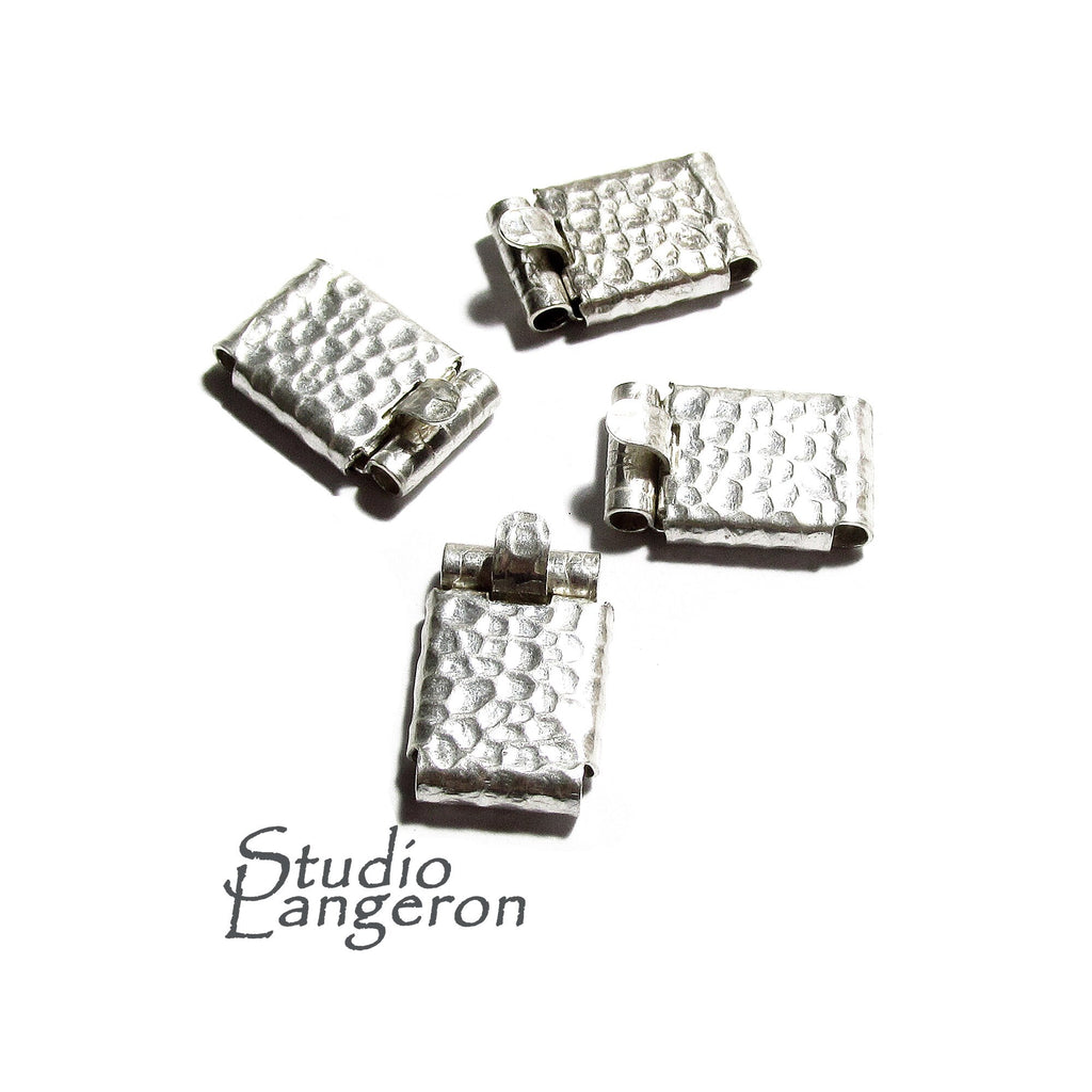 925 Sterling Silver Hammered Box Jewelry Clasps size 16x10mm, Hammered Box clasp, Jewelry making, Silver Clasps, Rectangular clasp - 1 piece
