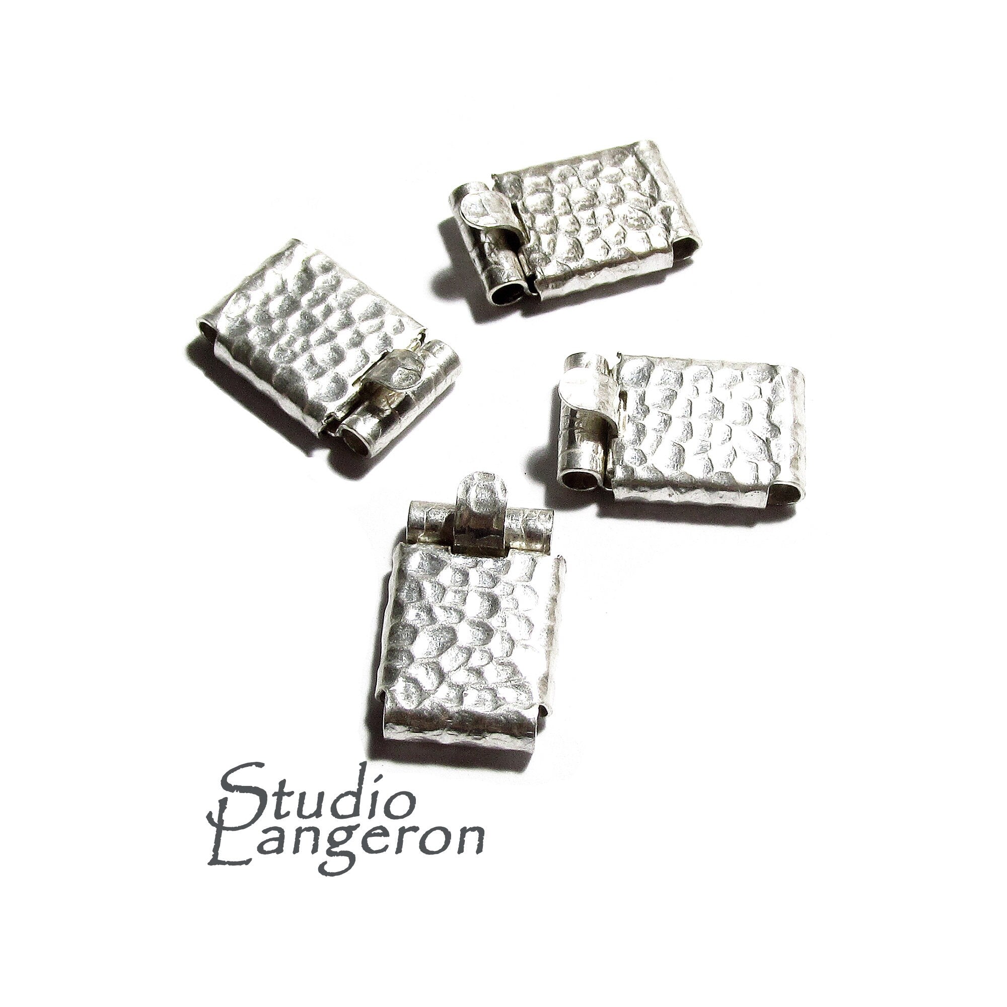 925 Sterling Silver Hammered Box Jewelry Clasps size 16x10mm, Hammered Box clasp, Jewelry making, Silver Clasps, Rectangular clasp - 1 piece