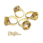 14K Yellow gold filled open blank ring with cushion bezel cup 10x10 mm, base ring, Setting, bezel cup, jewelry making, Gold filled - 1 piece