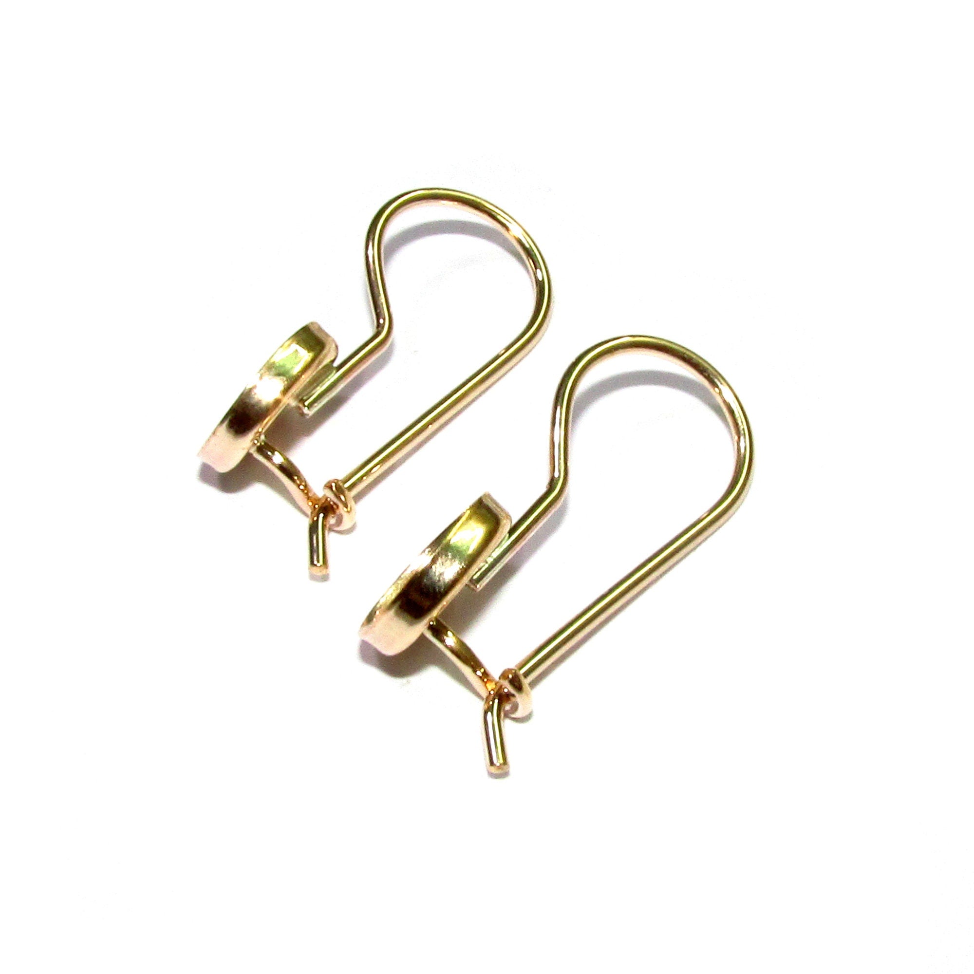 14K Yellow gold filled blank earrings with bezel cup 6 mm, Jewelry making, Setting, bezel cup, base earrings - 1 pair (2 piece)