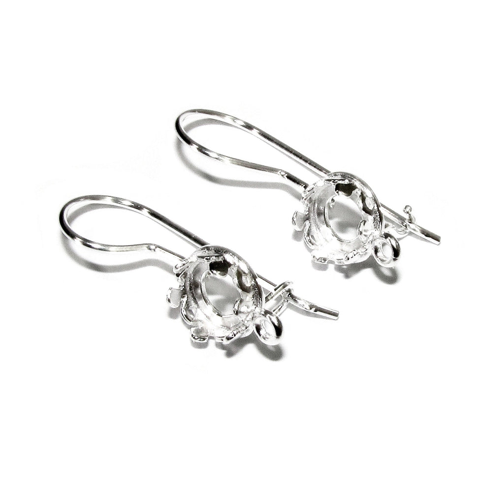 6 mm size 925 sterling silver blank earrings with closed ring, Jewelry making, Setting silver, bezel cup, base earrings - 1 pair (2 pieces)