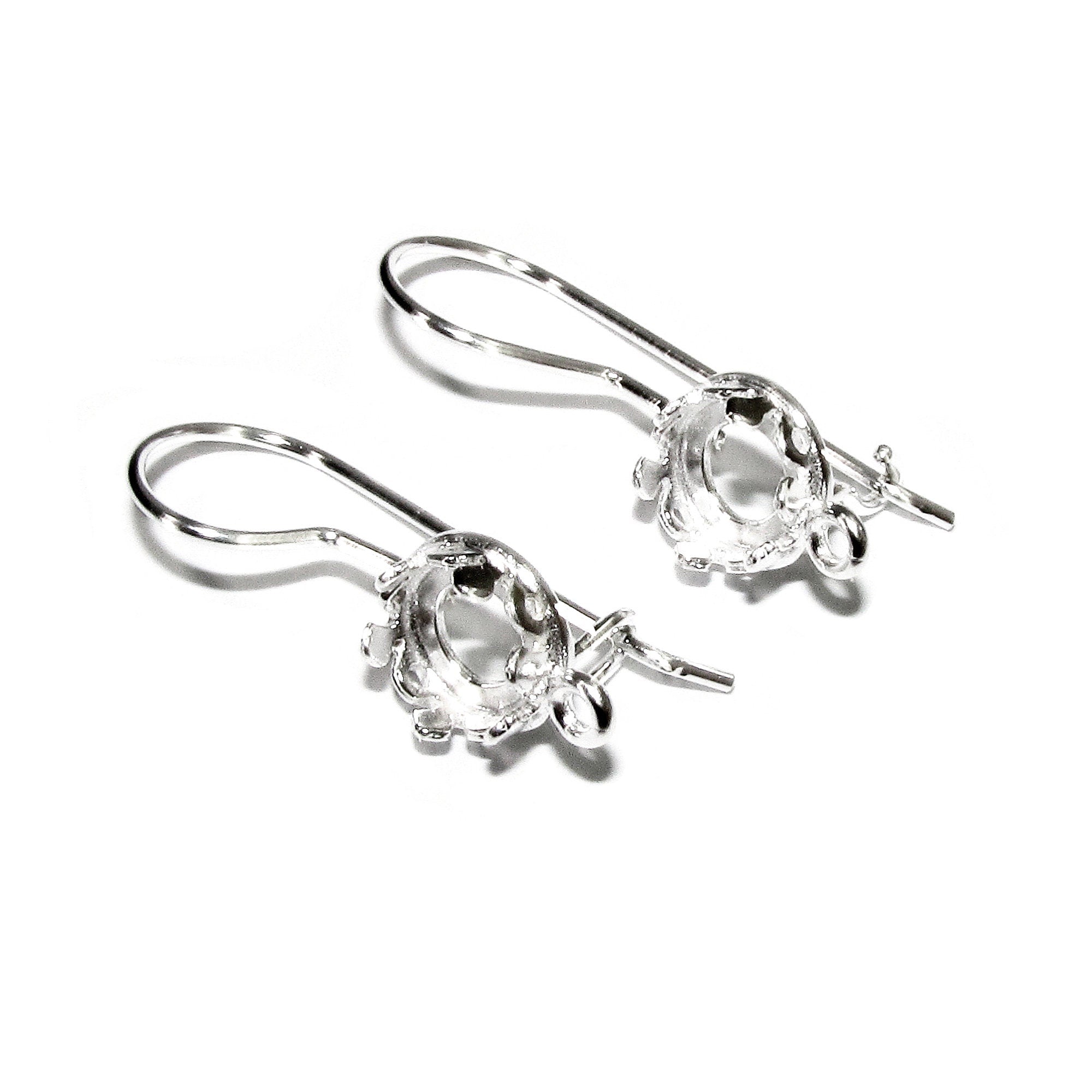 6 mm size 925 sterling silver blank earrings with closed ring, Jewelry making, Setting silver, bezel cup, base earrings - 1 pair (2 pieces)