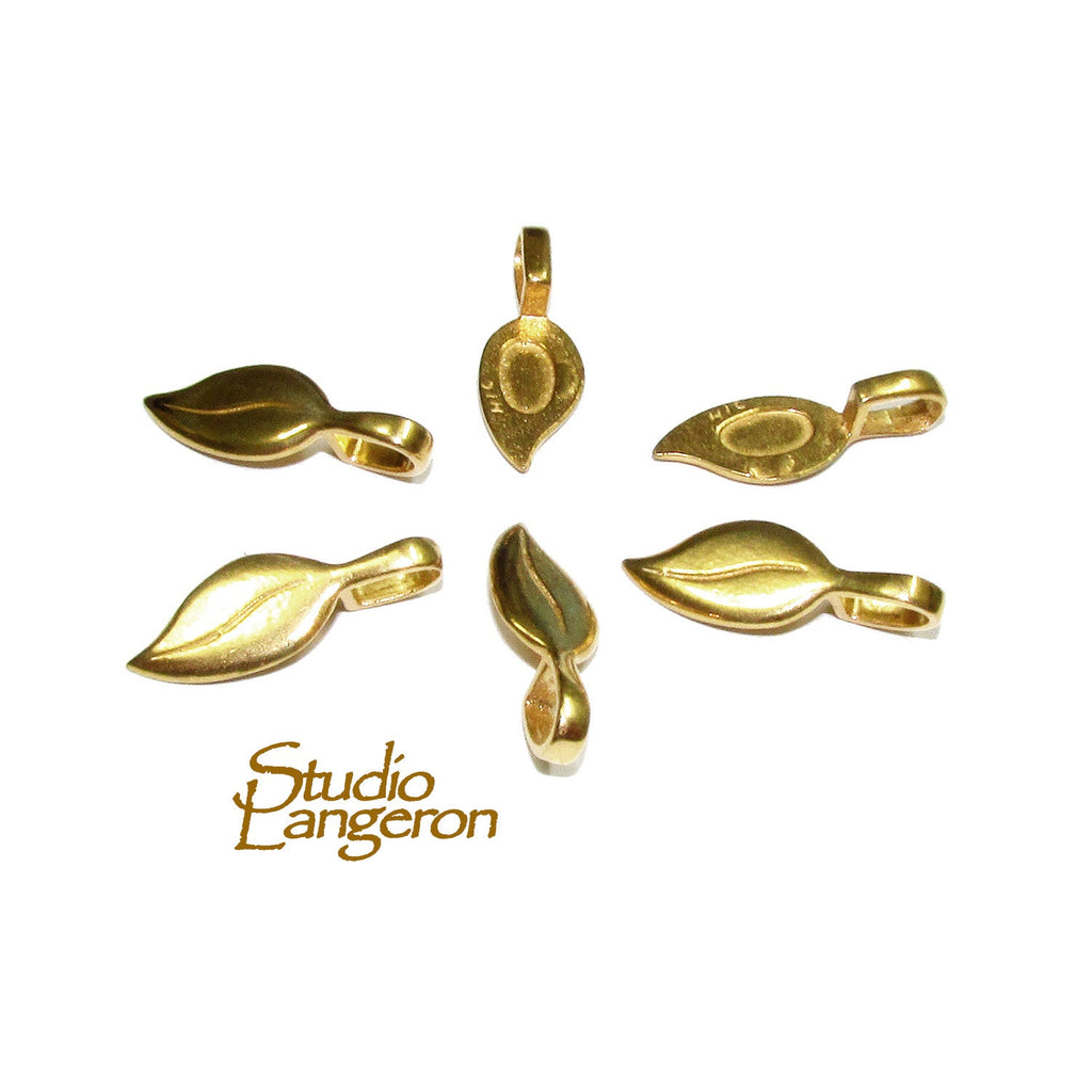 14K Yellow Gold Filled Leaf Pendant Bail with Hook (22.0 x 7.8 mm)
