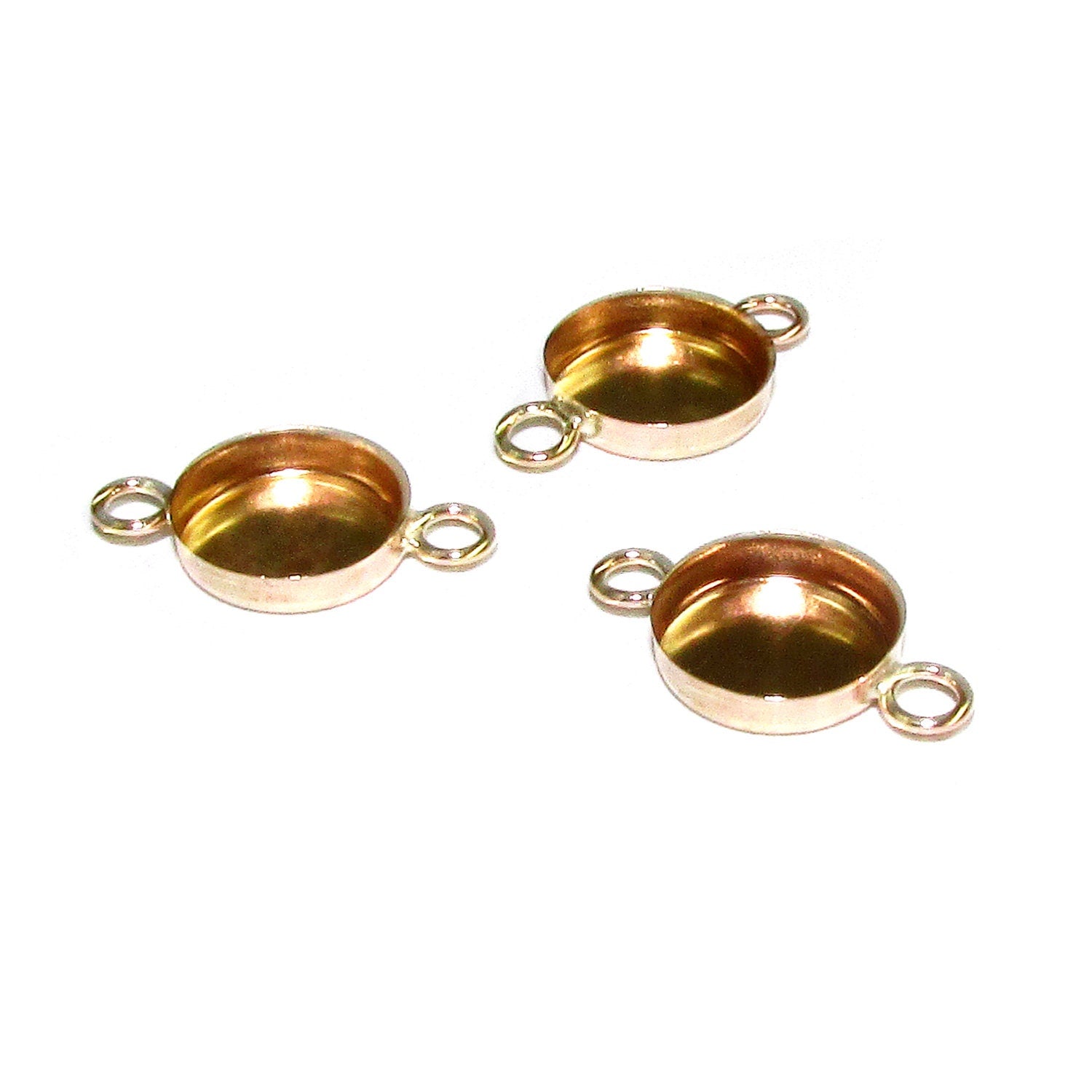 14K solid yellow gold Bezel Cups with two rings size 5 mm, Bezel cup, 14K solid gold, Jewelry making, Gold bezel cup, Mounting - 1 piece