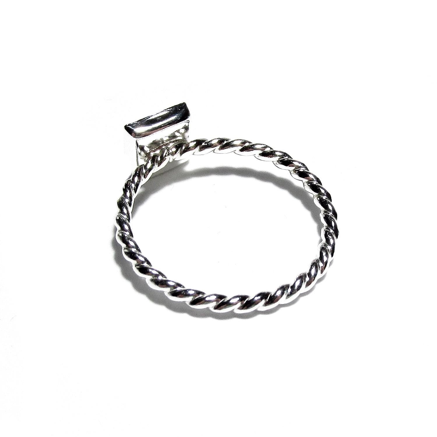 925 sterling silver twisted blank ring with bezel cup 6x6mm size 4, 5, 6, 7, 8, 9, 10, 11, bezel cup, base ring, Jewelry making - 1 piece