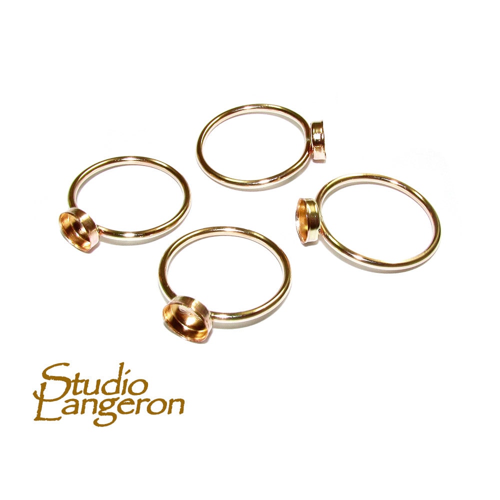 14K Yellow gold filled blank ring with bezel cup 6mm size 4, 5, 6, 7, 8, 9, 10, 11, Base ring, Gold filled ring, Jewelry making - 1 piece