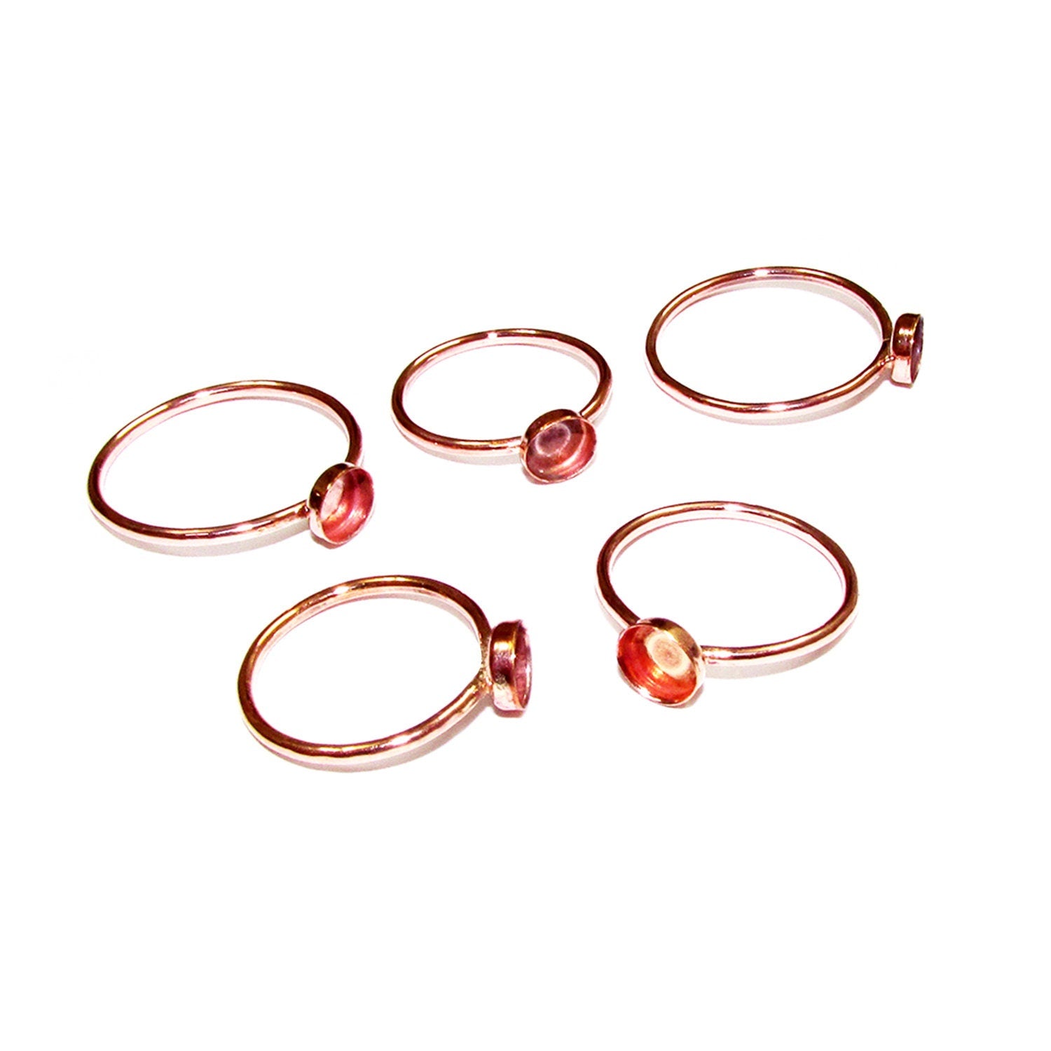 14K Rose solid gold blank ring with bezel cup 5 mm size 4 - 11, Base ring, Gold ring, bezel cup, Jewelry making, Setting - 1 piece