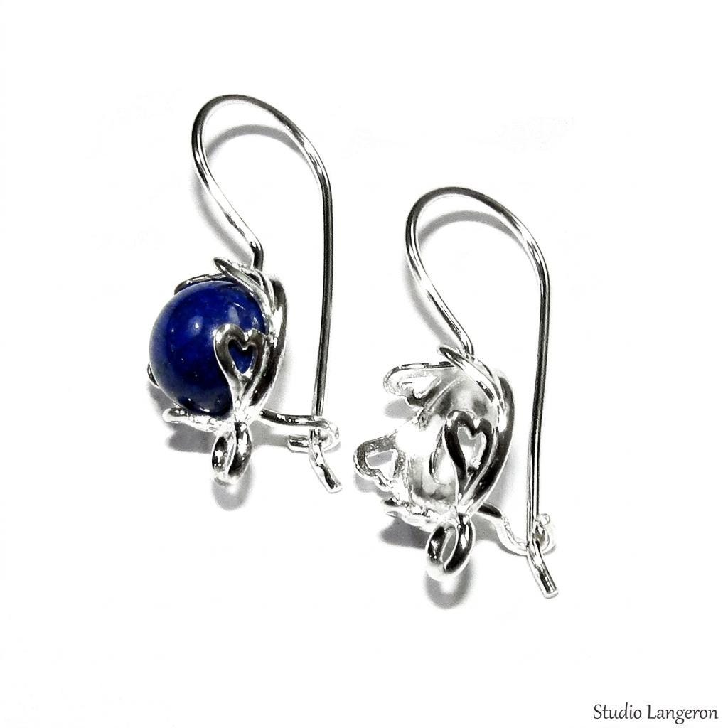 925 sterling silver blank earrings with bezel cup size 6-14 mm, model 3332H, Jewelry making, Setting, base earrings - 1 pair (2 pieсes)