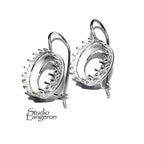 12 mm 925 sterling silver blank earrings with bezel cup, Jewelry making, Setting, bezel cup, base earrings, 925 silver - 1 pair (2 pieces)