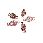 14K Rose Gold Filled White topaz oval Link Connector size 11.0x5.0 mm, Rose gold filled link, Link connector, Jewelry making - 1 piece