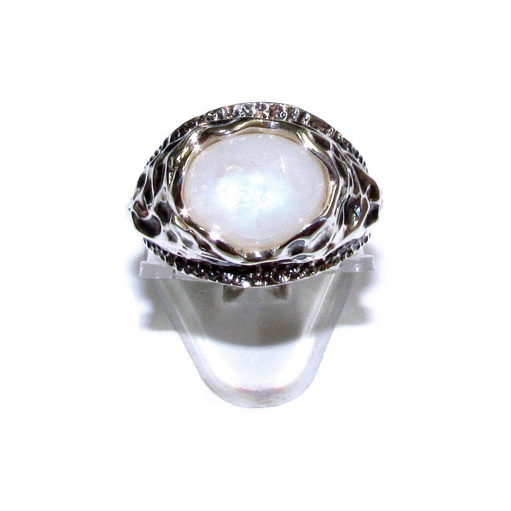 Statement moonstone ring 925 sterling silver size 7 1/2, Handmade ring, single copy, 925 sterling silver, Natural moonstone, gemstone