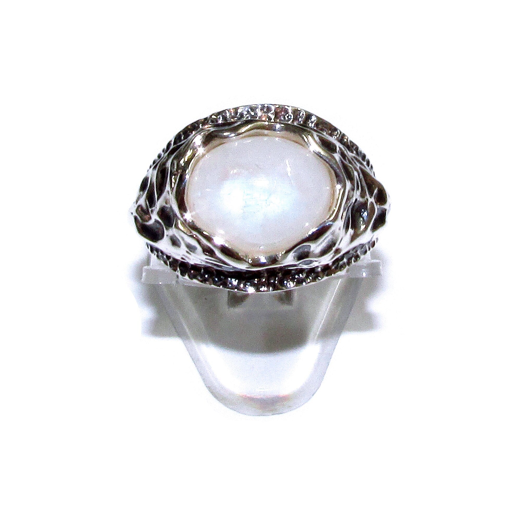 Statement moonstone ring 925 sterling silver size 7 1/2, Handmade ring, single copy, 925 sterling silver, Natural moonstone, gemstone