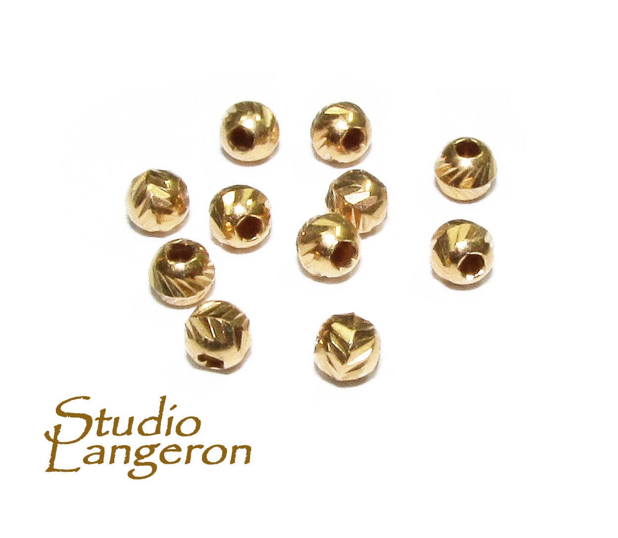 10 pcs 14K Yellow Gold filled Diamond cut Beads 2.5 mm, Beads, Diamond cut beads, Beads, Diamond cut, Gold filled beads, Jewelry making