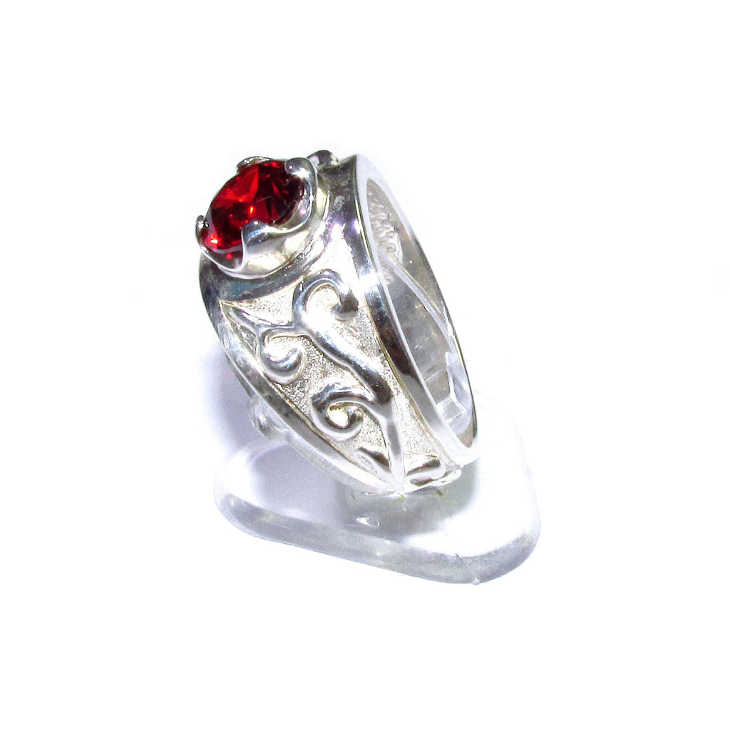 Statement Garnet ring 925 sterling silver size 8, Handmade ring, single copy, sterling silver, Garnet ring,  silver ring, red gemstone