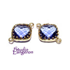 14K Gold Filled Checkerboard amethyst cushion Link Connector size 13x18 mm, gold filled link, Jewelry making, Link Connector - 1 piece