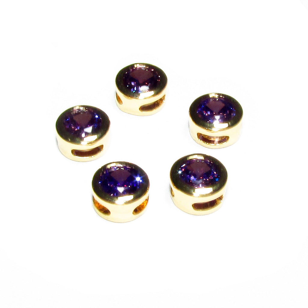 14K yellow gold filled decorative round beads with amethyst size 5.4x3.2 mm, Jewelry making, Gold filled beads, amethyst - 1 piece