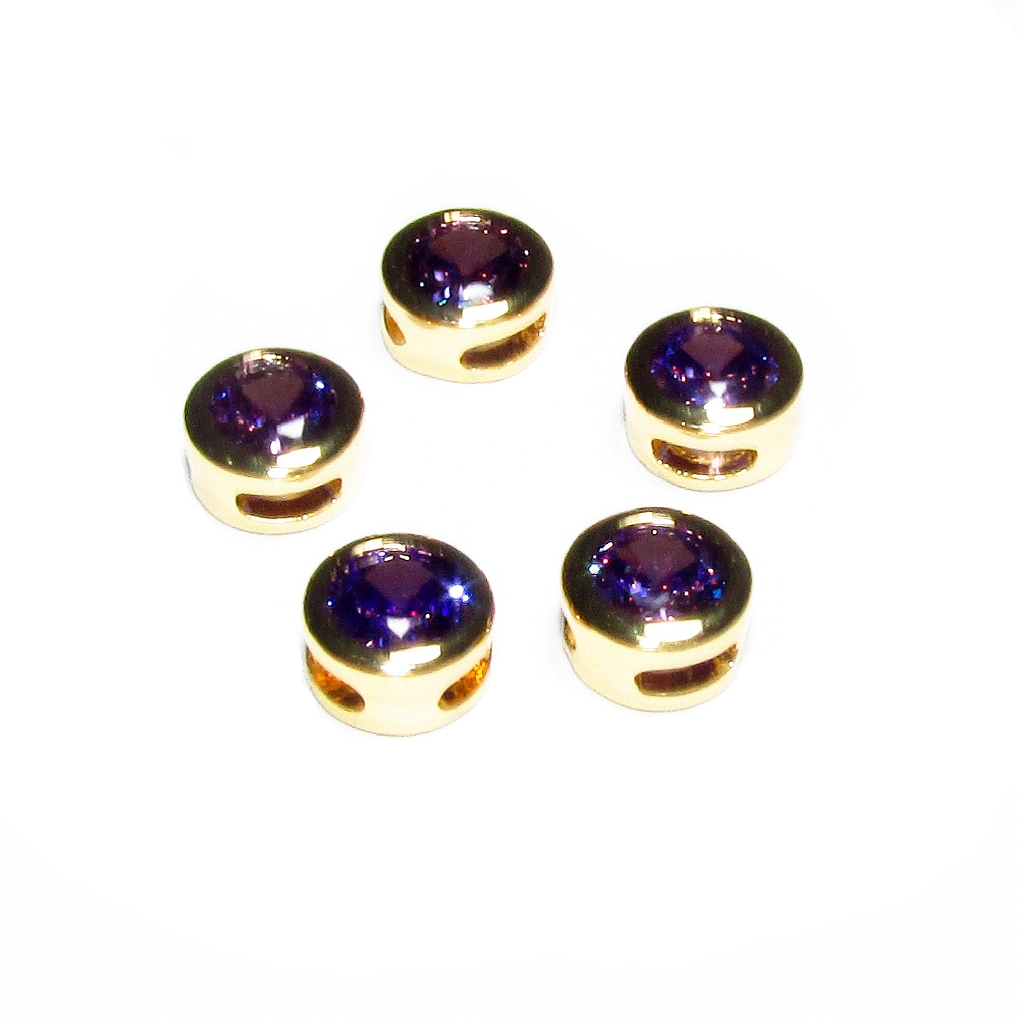 14K yellow gold filled decorative round beads with amethyst size 5.4x3.2 mm, Jewelry making, Gold filled beads, amethyst - 1 piece