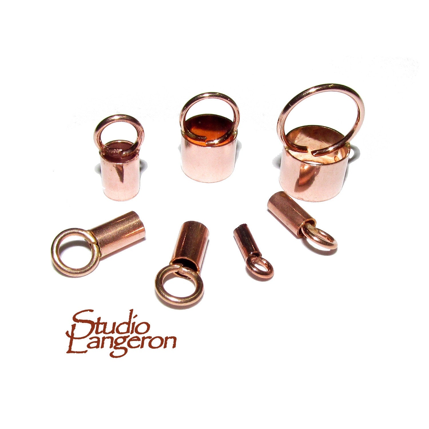 14K Rose Gold filled tube End Caps size 1.1 - 6.6 mm, Tube end caps, Rose Gold filled end caps, End cap, Jewelry making - 1 pair (2 piece)