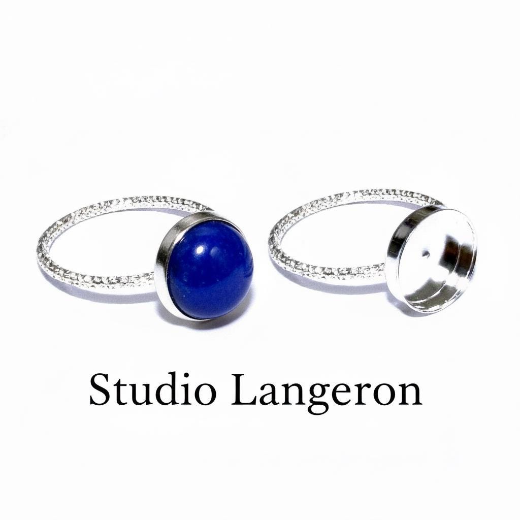 925 sterling silver blank ring with bezel cup 10 mm size 4, 5, 6, 7, 8, 9, 10, 11, bezel cup, base ring, Jewelry making, Setting - 1 piece