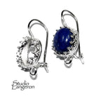 925 sterling silver blank earrings with bezel cup and closet ring size 6-14mm, model 1023H, Jewelry making, Setting - 1 pair (2 pieсes)