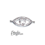 925 Sterling silver large Evil Eye connector size 2.3x1.0 cm, Evil Eye link component, Jewelry making, Jewelry connector - 1 piece