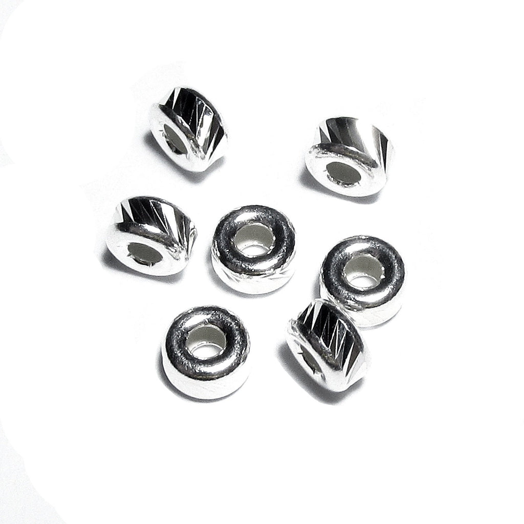925 sterling silver diamond cut shiny rondelle beads sizes 3, 4, 5 mm, diamond cut beads, Jewelry making, rondelle beads, beads  - 1 piece