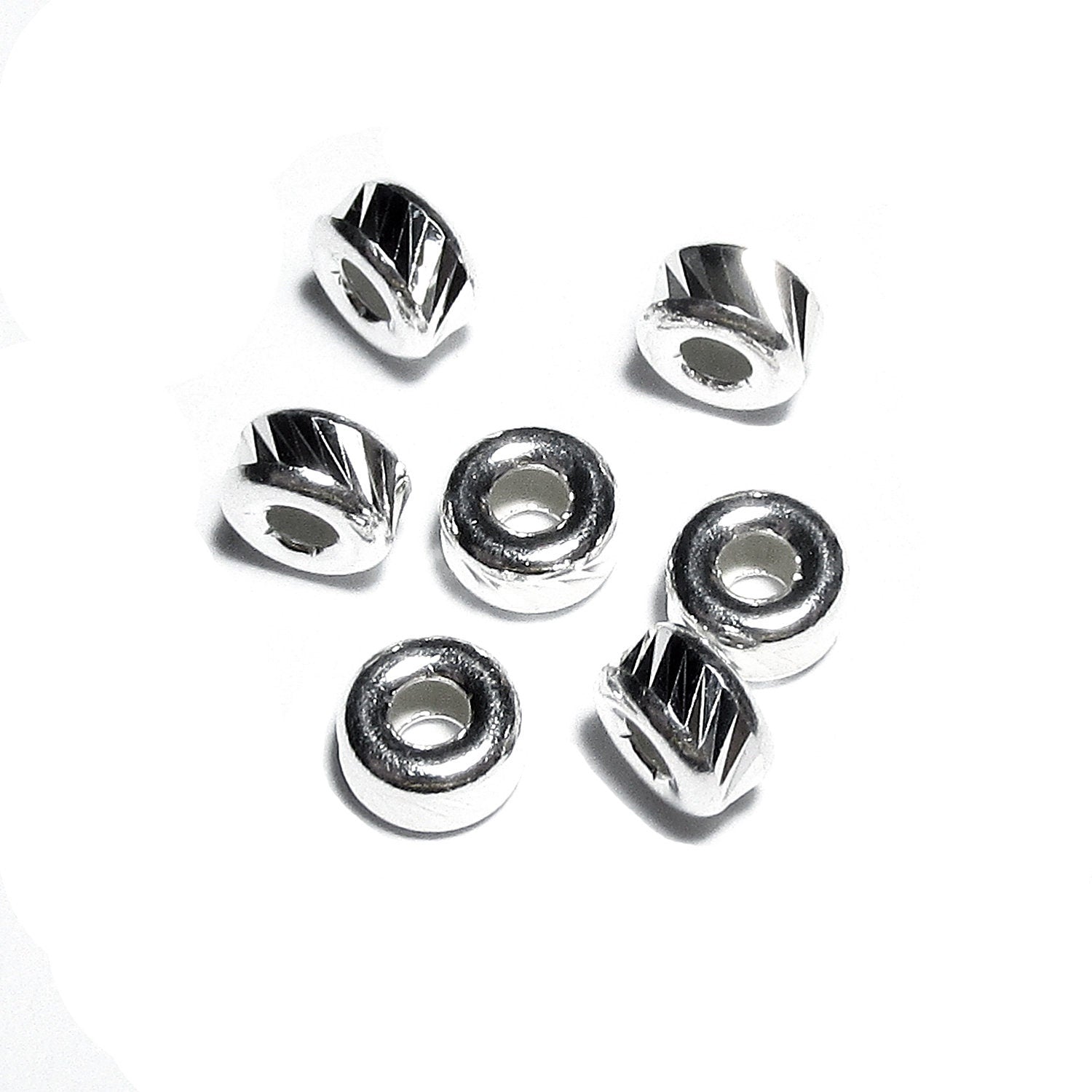 925 sterling silver diamond cut shiny rondelle beads sizes 3, 4, 5 mm, diamond cut beads, Jewelry making, rondelle beads, beads  - 1 piece