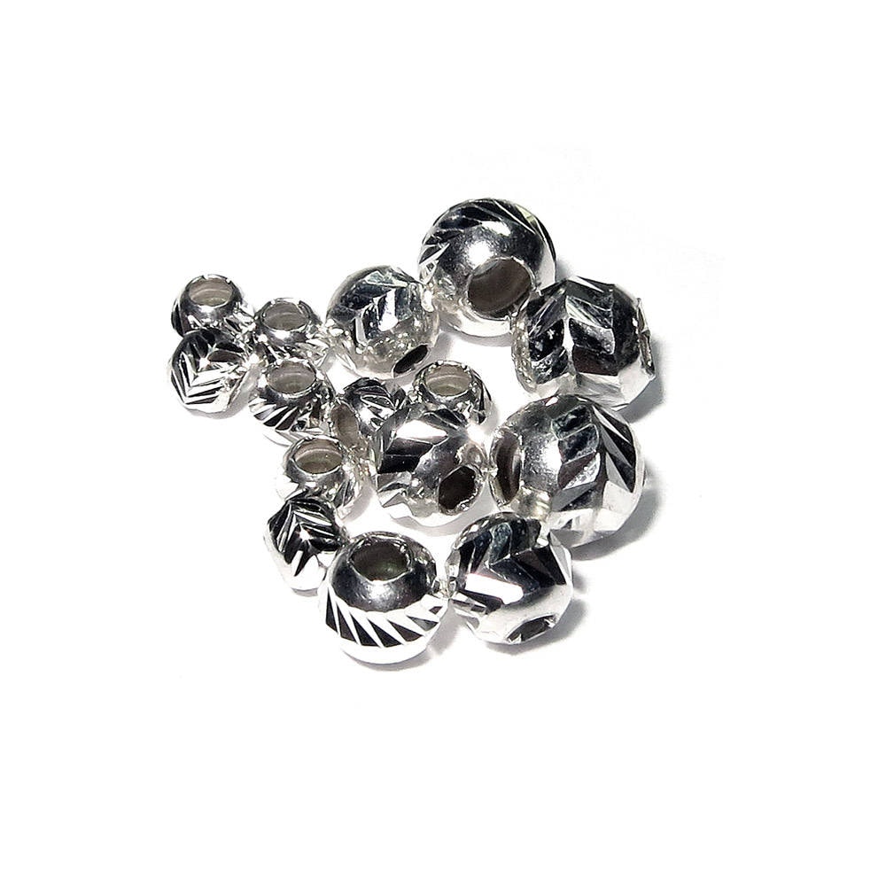 925 Sterling Silver Diamond cut Beads size 2.5, 3, 4, 5, 6 mm, Diamond cut, Jewelry making, Diamond cut Spacer Beads, Silver beads - 1 piece