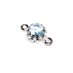 925 Sterling Silver natural blue topaz round Link Connector size 14x7mm, Natural blue topaz silver link, Jewelry making, Connector - 1 piece