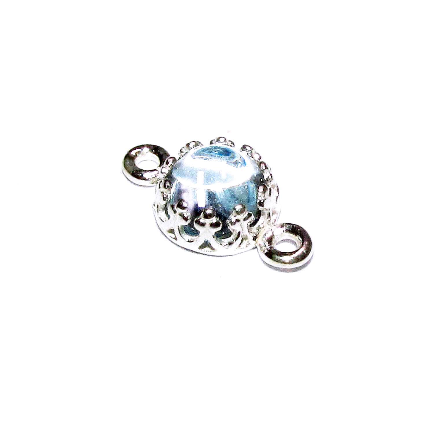 925 Sterling Silver natural blue topaz round Link Connector size 14x7mm, Natural blue topaz silver link, Jewelry making, Connector - 1 piece