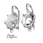 925 sterling silver blank earrings with bezel cup and closet ring size 8 - 14mm, model 1231H, Jewelry making, Setting - 1 pair (2 pieсes)