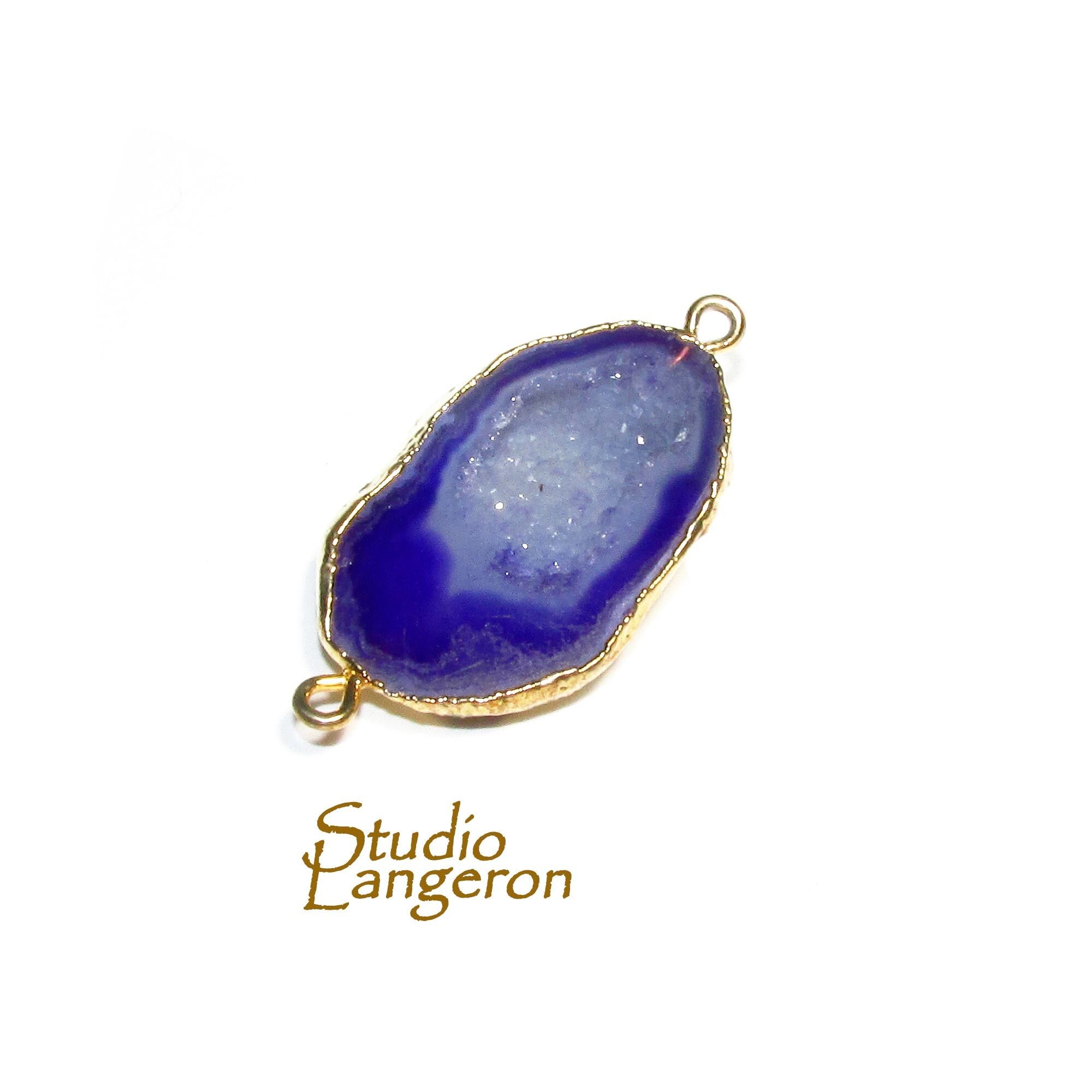 SALE!  Agate druse connector size 26x18mm, Natural agate, Natural Gemstone, Jewelry making - 1 piece
