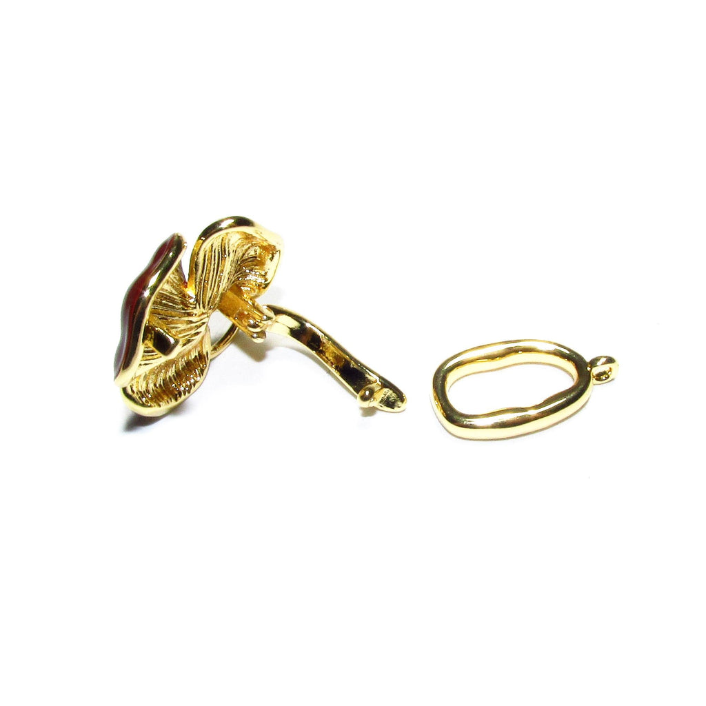 14K Yellow Gold Filled Hook Eye Clasp with Enamel: Jewelry Making (27mm, 1 Piece)
