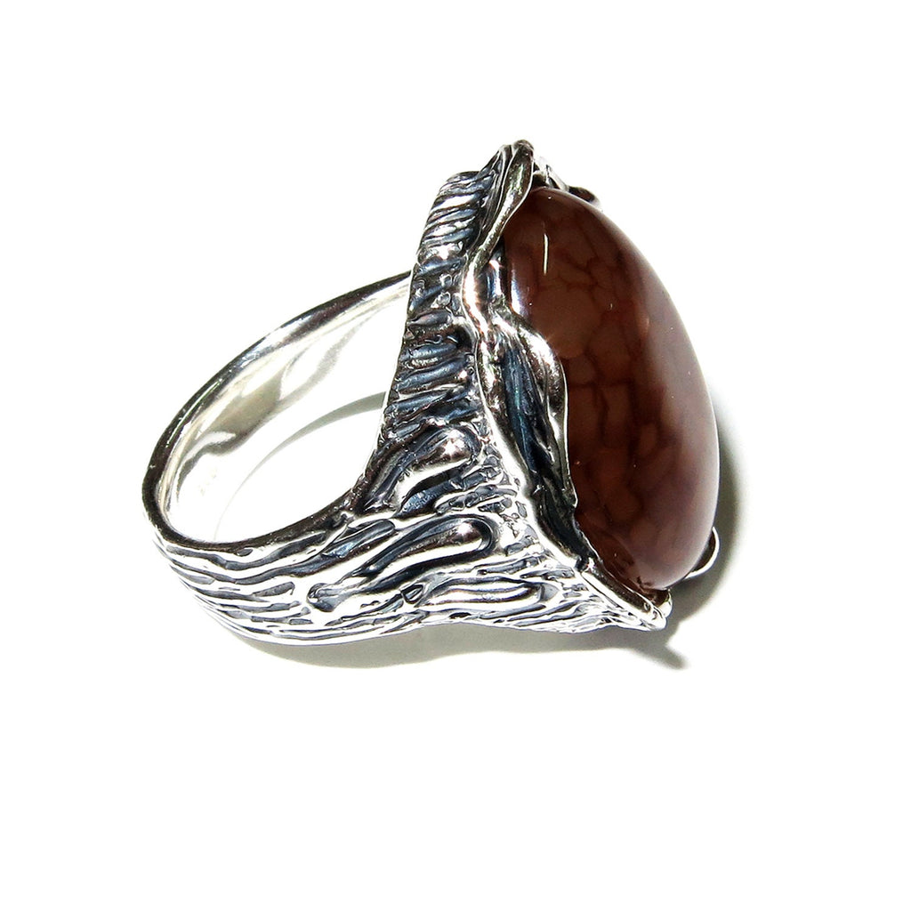 Statement Dragon Vein Agate ring 925 sterling silver size 6, handmade ring, Dragon Vein Agate, single copy, silver ring, gemstone - 1 piece