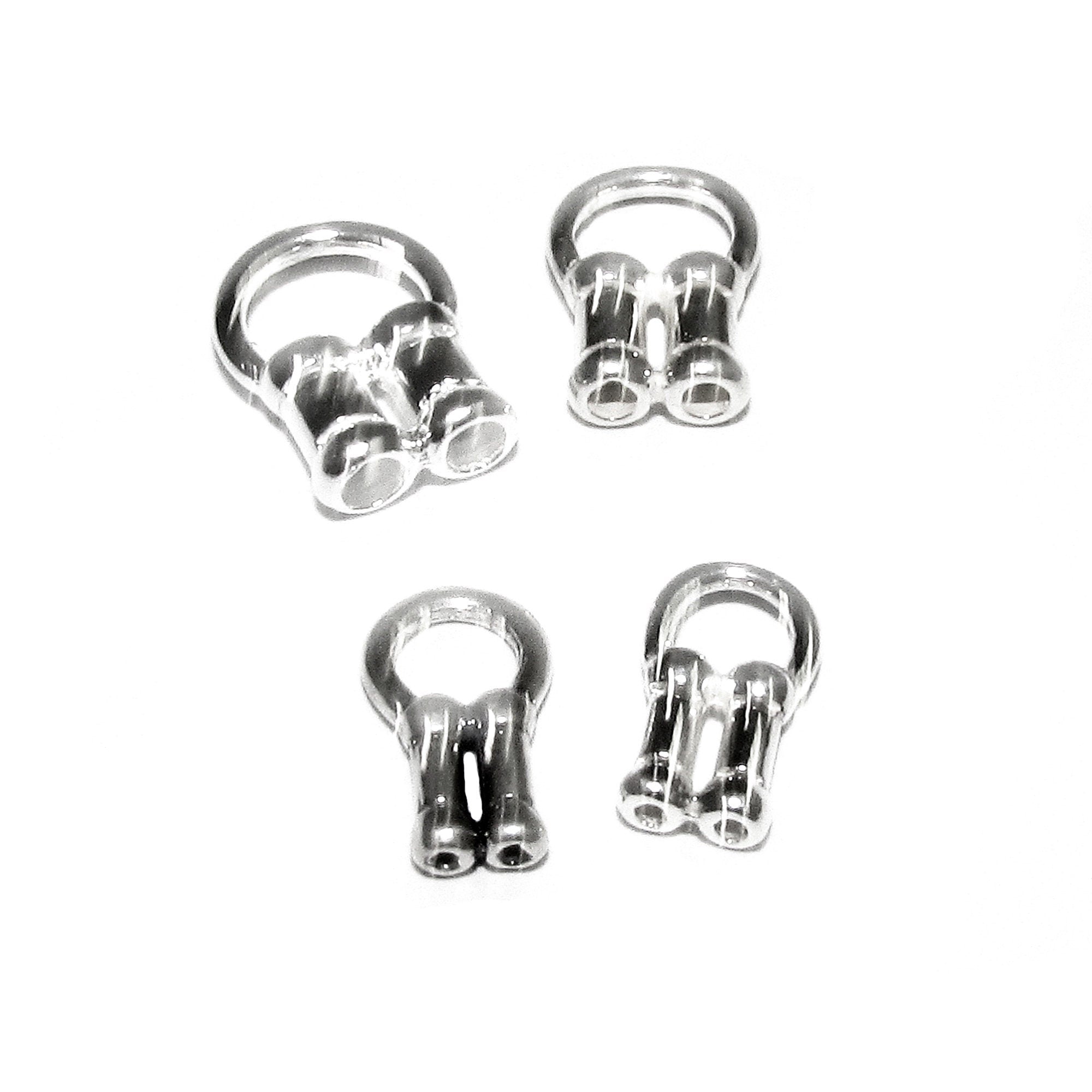 925 sterling silver Crimp Double End Caps sizes 0.7 - 2.0 mm, Jewelry making, Double End caps findings, Silver end caps - 1 pair (2 piece)