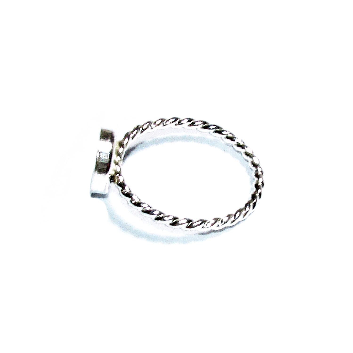 925 sterling silver twisted blank ring with bezel cup 8 mm size 4, 5, 6, 7, 8, 9, 10, 11, bezel cup, base ring, Jewelry making - 1 piece