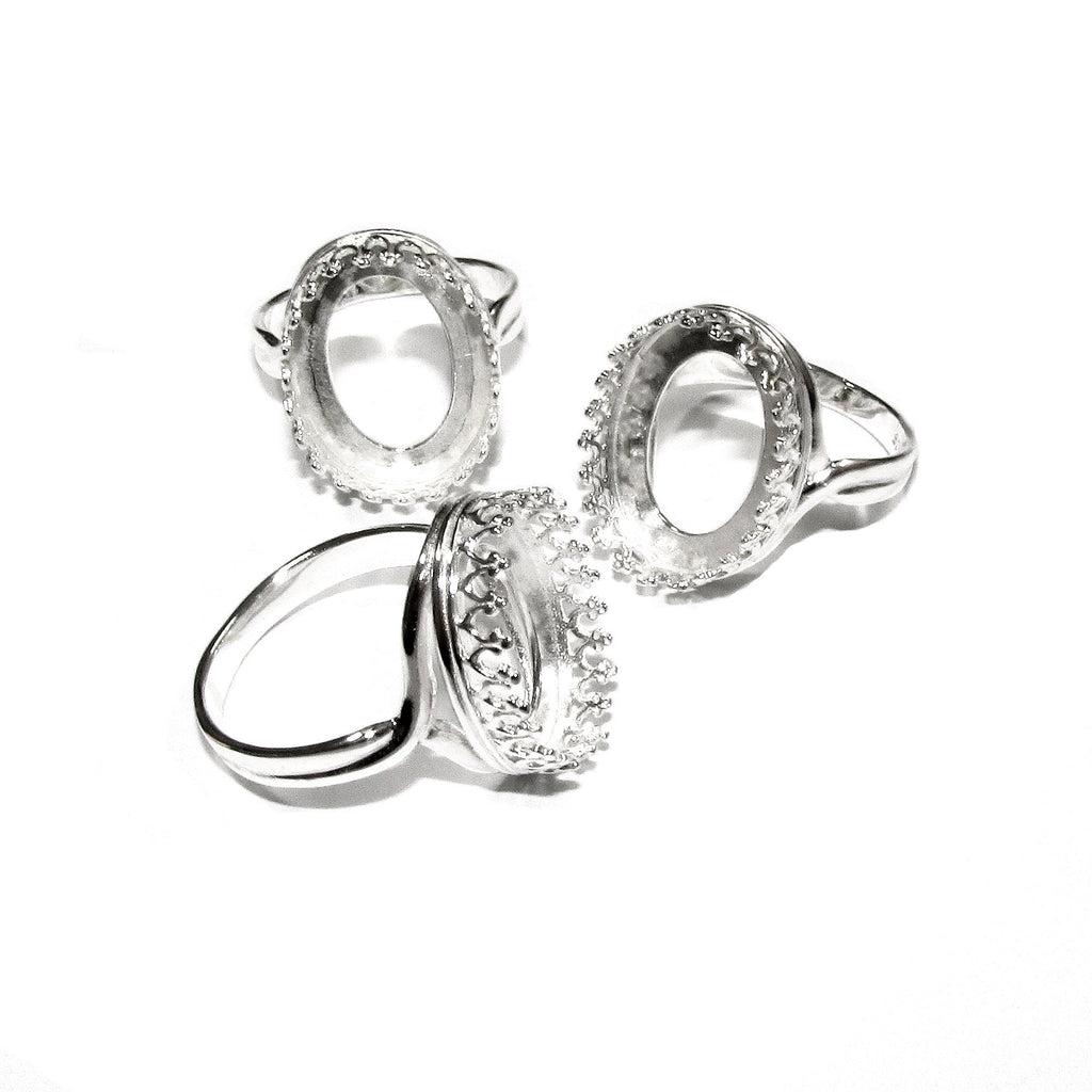 12x16 mm 925 sterling silver blank ring with bezel cup size 5, 6, 7, 8, silver ring, bezel cup, base ring, Setting, Jewelry making - 1 piece