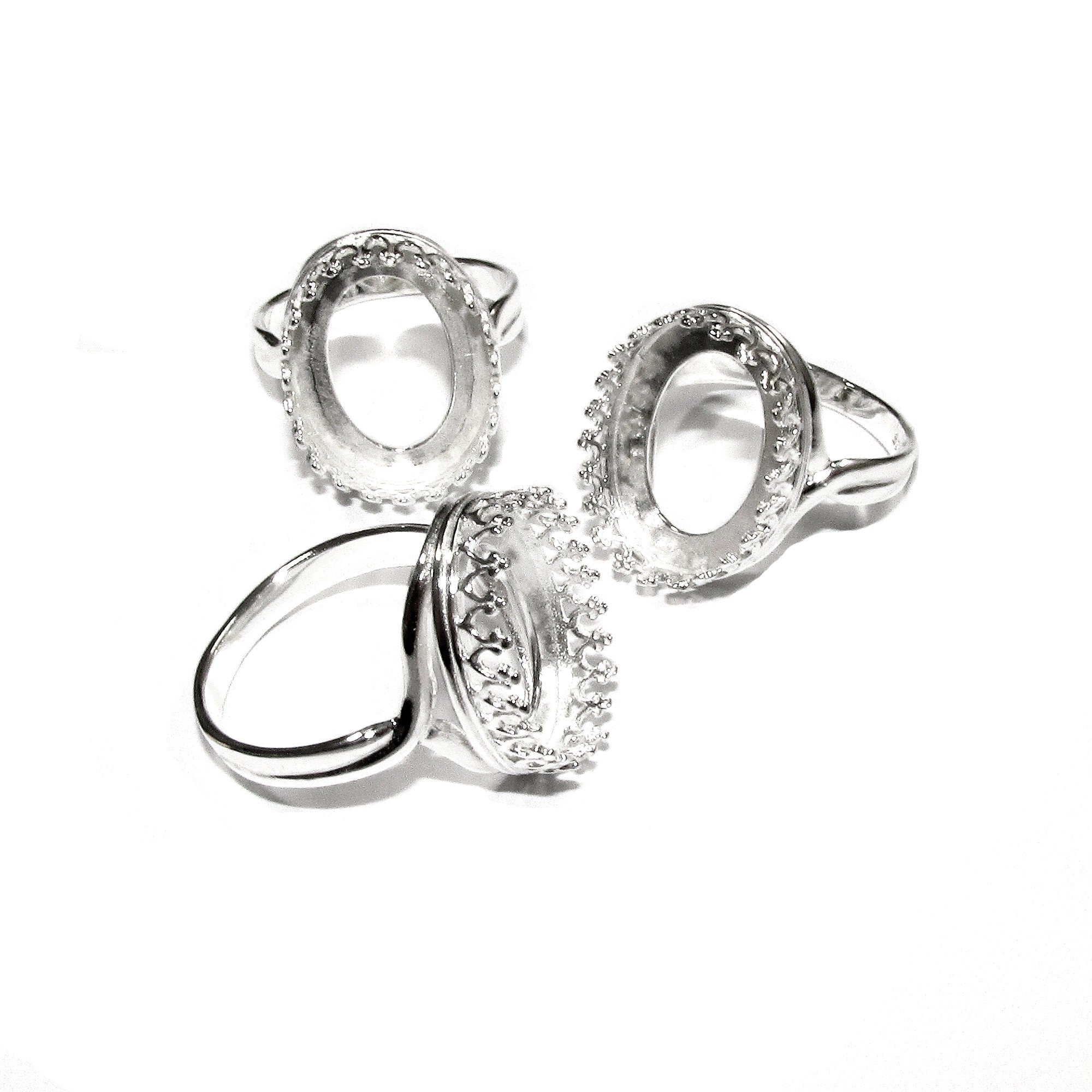 12x16 mm 925 sterling silver blank ring with bezel cup size 5, 6, 7, 8, silver ring, bezel cup, base ring, Setting, Jewelry making - 1 piece