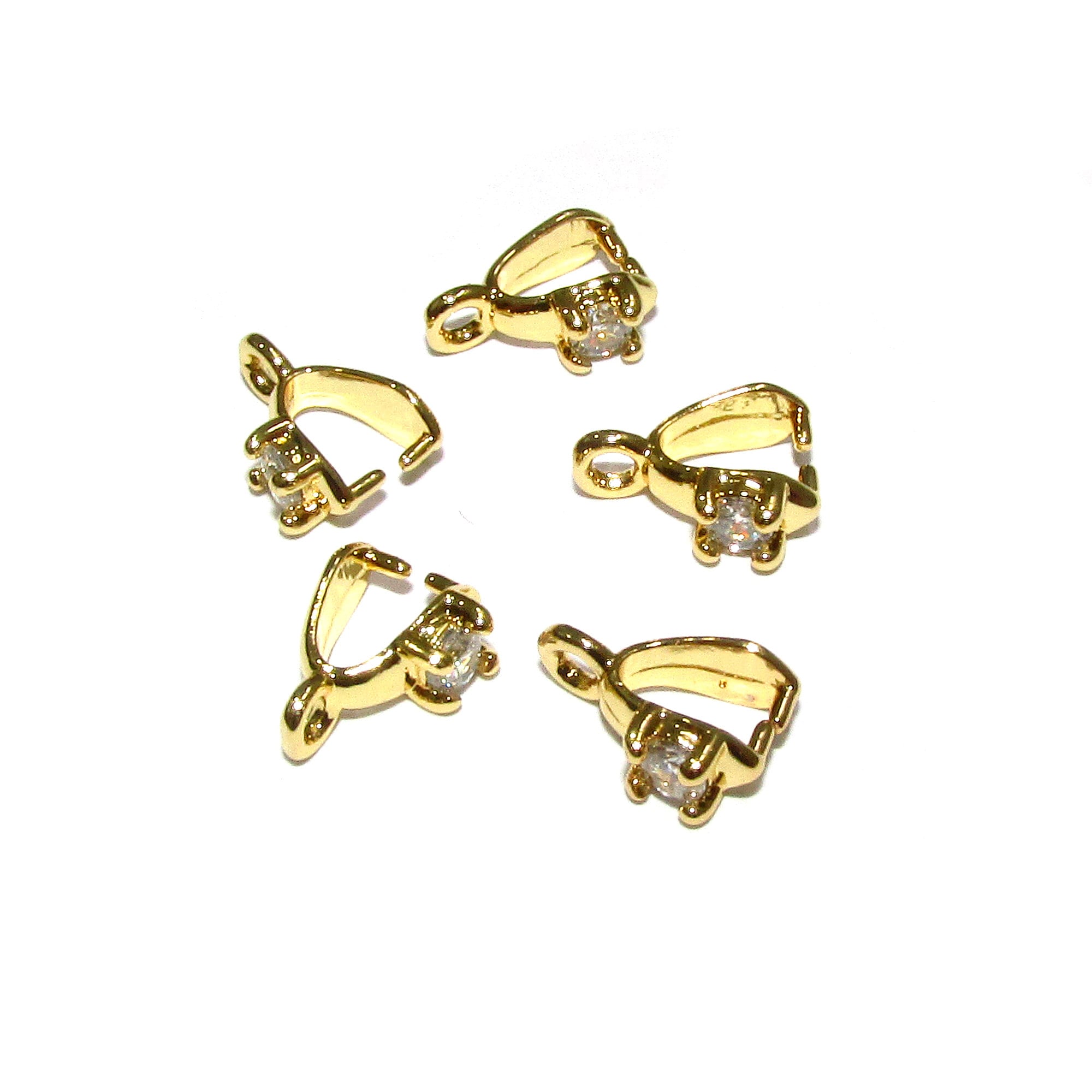 14K Yellow gold filled small Pinch Pendant Bail, Jewelry making, bail with loop, Bail, Gold filled, Bail gold filled, Bail finding - 1 piece